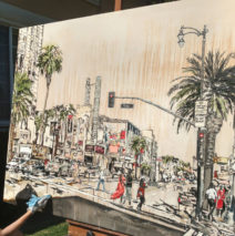 artist painting Hollywood & Vine