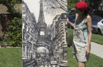 artist Brooke Harker with La Tour Eiffel Incognito