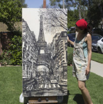 artist Brooke Harker with La Tour Eiffel Incognito