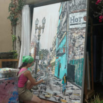 Brooke Harker painting “Downtown Stride”