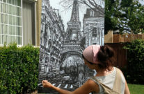 artist Brooke Harker painting Dreams of Paris