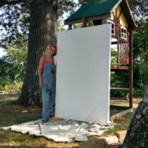 artist Brooke Harker sets up to paint in Asheville, North Carolina