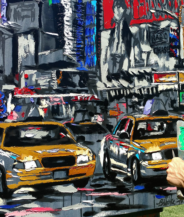 Harker painting “Parade of Taxis”