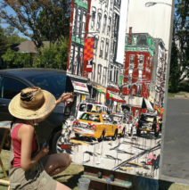 artist Brooke Harker paints “Urban River”