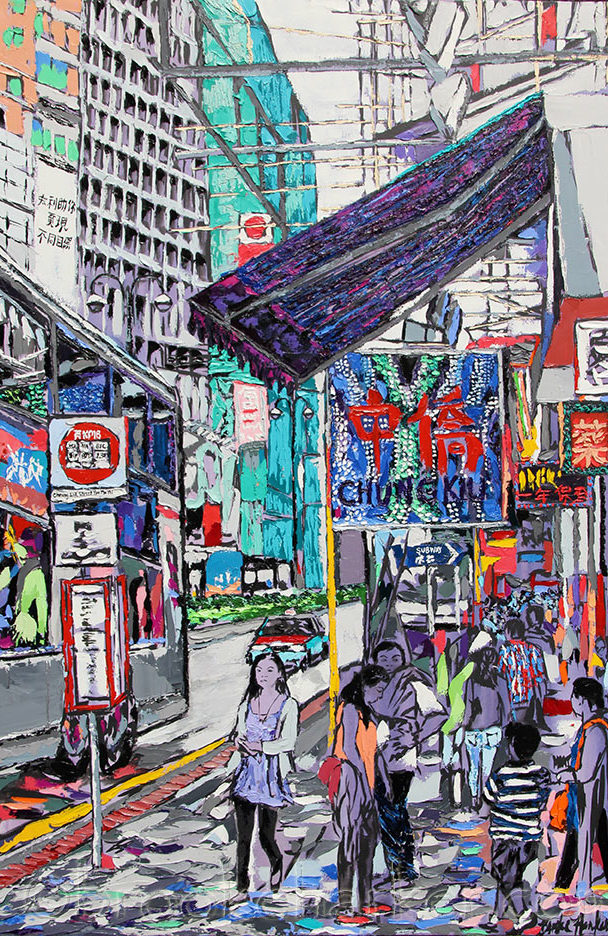 Song of Hong Kong | 54 x 36 | ink, oil & acrylic on canvas | by Brooke Harker
