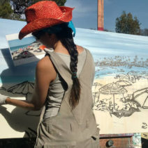 Harker painting the ink in This Life