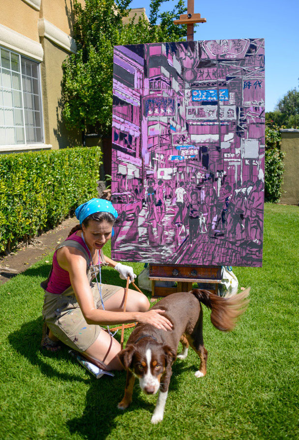 Tilly visits when painting Buzz and Flow