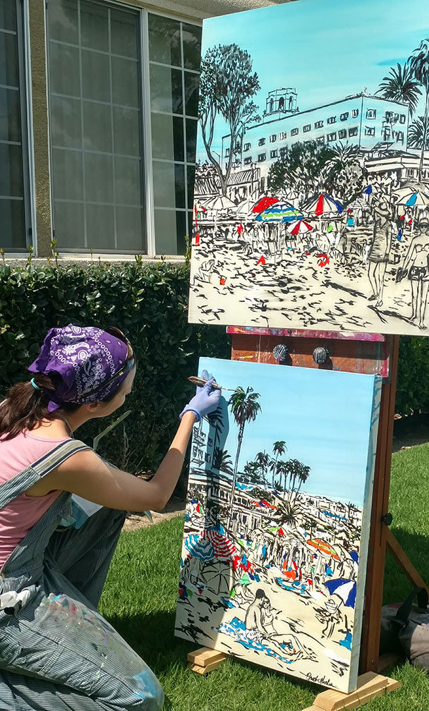 Harker painting Laguna in Love & Summer in Stride