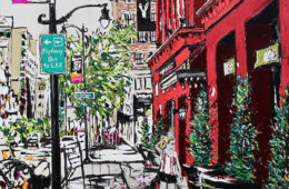 Hollywood in Stride | 60 x 40 | ink, oil & acrylic on canvas | by Brooke Harker