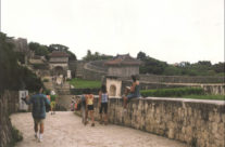 Brooke Harker sketching at Shuri Castle-Okinawa, Japan