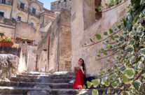 sketching from the steps in the Sassi of Matera, Italy