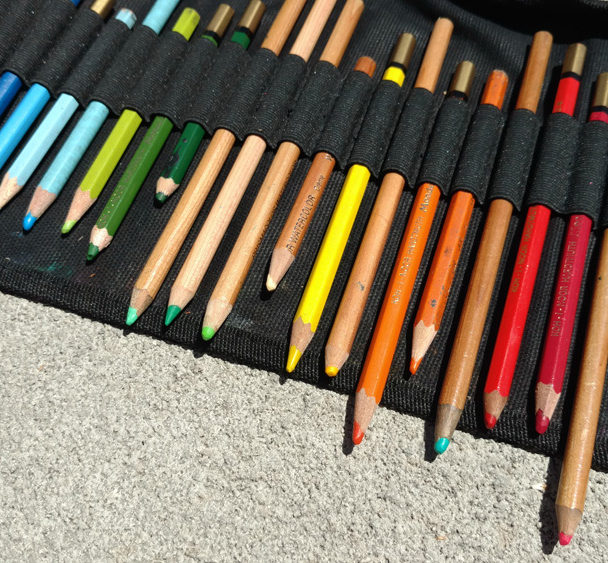 rainbow of watercolor pencils