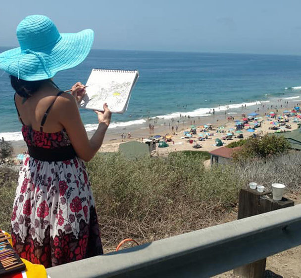 painting at Crystal Cove in Newport Beach, CA