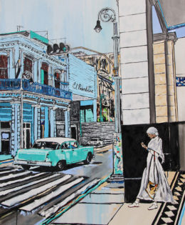 A Havana Story | 66 x 44 | ink, oil & acrylic on canvas | by Brooke Harker