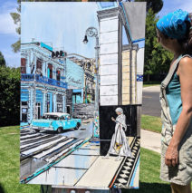 Brooke Harker with the finished “A Havana Story”