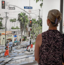 a guest looking at “Boulevard Smile” at Castelli Artspace