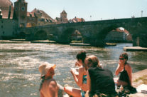 Harker & friends painting along the river in Regensburg, Germany