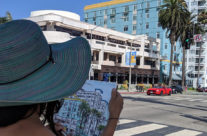 Harker making a watercolor of The Georgian Hotel