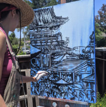 painting “Sensoji Memoirs in Blue”