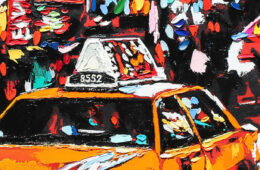 “Paths We Choose 1″ | 24″ x 24” | ink, oil & acrylic on canvas | by Brooke Harker