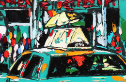 “Paths We Choose 2″ | 24″ x 24” | ink, oil & acrylic on canvas | by Brooke Harker