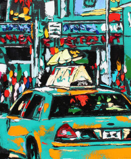 “Paths We Choose 2″ | 24″ x 24” | ink, oil & acrylic on canvas | by Brooke Harker