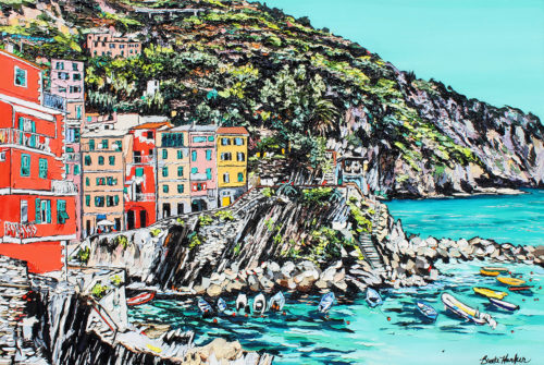Cliff Notes | 40 x 60 | ink oil and acrylic on canvas | by Brooke Harker