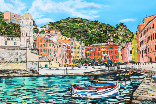 Un Dolce Viaggio | 40 x 60 | ink oil and acrylic on canvas | by Brooke Harker