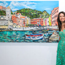 artist Brooke Harker with “Un Dolce Viaggio” 40 x 60