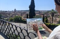 sketching overlooking Rome