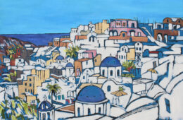 Santorini Dreams |  49 x 72  | ink and acrylic on fabric | by Brooke Harker