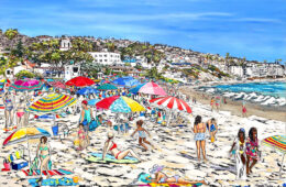 Umbrella Party | by Brooke Harker | 60 x 90 | ink oil & acrylic on canvas