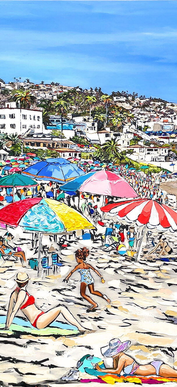 Umbrella Party | by Brooke Harker | 60 x 90 | ink oil & acrylic on canvas