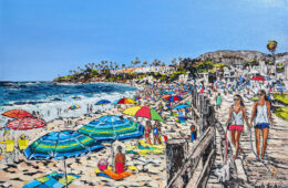 Boardwalk Stroll | by Brooke Harker | 32″ x 48″ ink, oil & acrylic on canvas