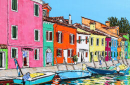 L’isola che respira colore | by Brooke Harker | 30″ x 40″ | ink, oil & acrylic on canvas