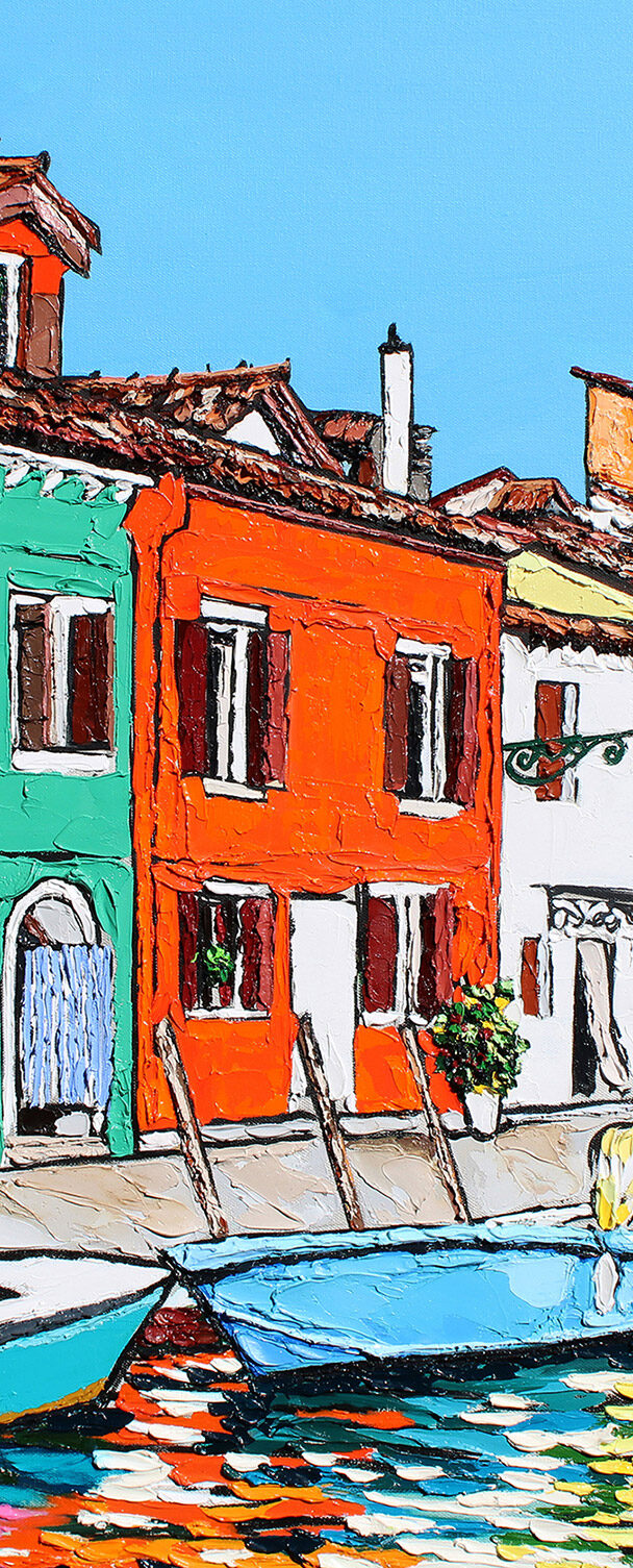 L’isola che respira colore | by Brooke Harker | 30″ x 40″ | ink, oil & acrylic on canvas