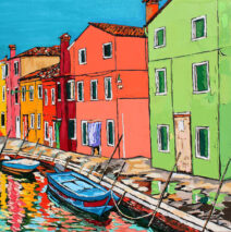 “Poesia del colore” | by Brooke Harker | 36″x 36″ | ink, oil & acrylic on canvas | SOLD