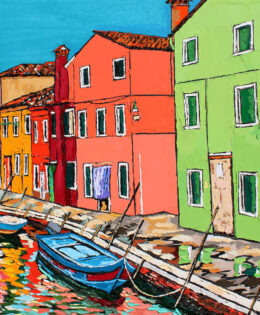 “Poesia del colore” | by Brooke Harker | 36″x 36″ | ink, oil & acrylic on canvas | SOLD