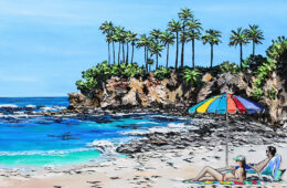 Secret Cove | by Brooke Harker | 36″ x 48″ | ink, oil & acrylic on canvas | SOLD