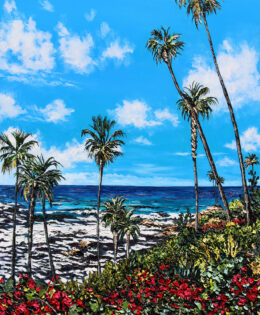 Time to Bloom | by Brooke Harker | 48″ x 30″ | ink, oil & acrylic on canvas