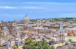 Un Giorno Nuovo | by Brooke Harker | ink, oil & acrylic on canvas | SOLD