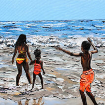 “Wave of Joy” | by Brooke Harker | 20″ x 24″ | ink, oil & acrylic on canvas