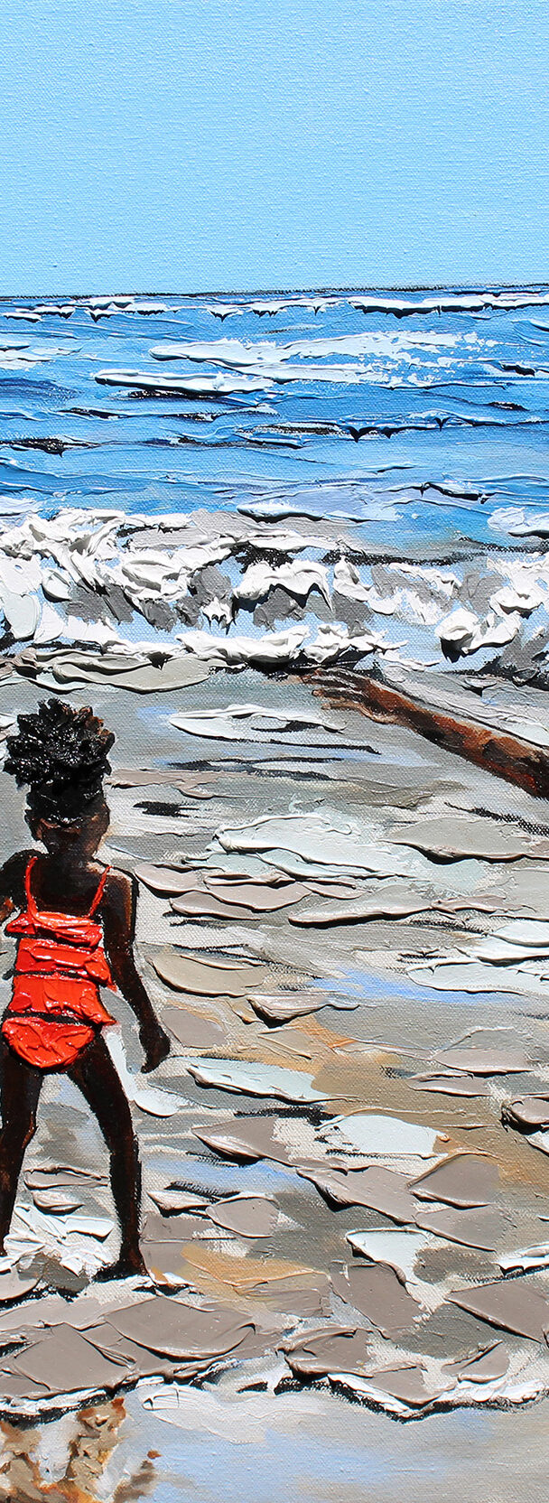 “Wave of Joy” | by Brooke Harker | 20″ x 24″ | ink, oil & acrylic on canvas